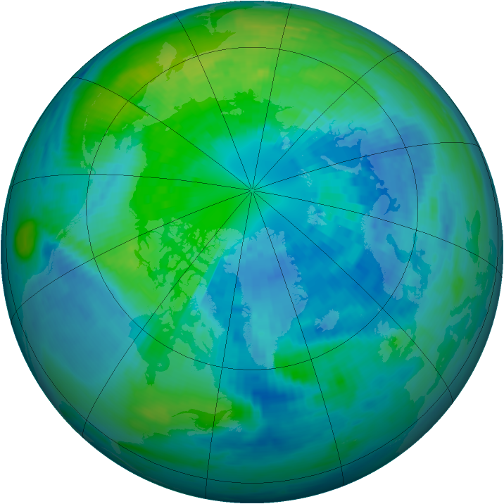 Arctic ozone map for 30 September 1992